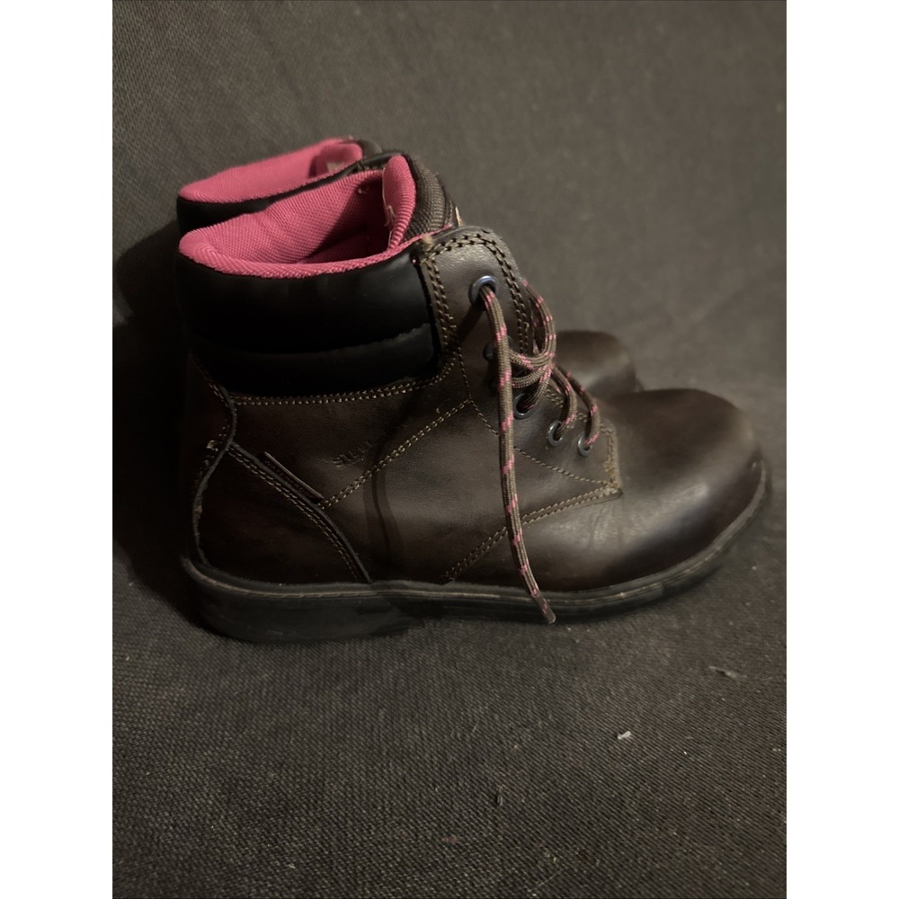 Womens Brahma Steel Toe Boots Brown With Pink Interior Size 8 - Picture 3 of 6